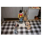 Wood cut outs, carafe, and western nut cracker