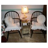 2 Chairs, Nightstand, Lamp