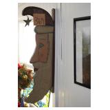 Large Vintage Santa Claus head crescent Moon