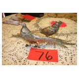 Silver plated Bronze Pair Pheasants Bird