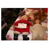 Vintage toys, Santa, doll and animals