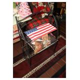 Small plant stand with American Flag and pillow