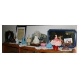 Vintage Pincushion doll, candle holders, ect