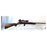 SAVAGE ARMS MODEL 62 RIFLE - .22LR - BLACK SYNTHETIC CHECKERED STOCK & FOREARM - TRUGLOW SCOPE - CLIP FEED - STOCK HAS SLIGHT RUB - VERY MINOR SCRATCHES - RECEIVER BLUING GOOD - BARREL HAS LIGHT PITTI