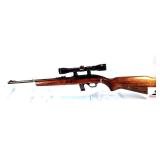 MAGTECH RECREATIONAL PRODUCTS 7022 RIFLE - .22LR SEMI-AUTO - TESCO LONGHORN SCOPE - STOCK SHOWS CARRY WEAR & FEW SCRATCHES - FOREARM HAS SOME RUBS & SCRATCHES, PECKS - RECEIVER BLUING IS GOOD - BARREL