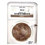 1923 PEACE S$1 COIN - (NGC MS 64)