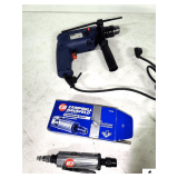 POWERCRAFT 1/2" ELECTRIC IMPACT DRILL- REVERSIBLE- RUNS- CAMPBELL HAUSFIELD MINI AIR GRINDER-