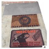 (3) DOOR MATS - UNITED STATES NAVY - "WELCOME DOOR LOCKED FOR YOUR PROTECTION, NOT MINE" - GRAY MAT