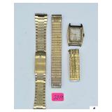 VINTAGE BULOVA WRISTWATCH (CASE ONLY), LIKELY FROM LATE 1930s OR 1940s- ART DECO "TANK" STYLE RECTANGULAR GOLD FILLED CASE- MANUAL-WIND MECHANICAL MOVEMENT-ARABIC NUMERALS- NO BRACELET/BAND- 6231018, 
