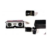 YASHICA RITE- ANGLE VIEW FINDER VINTAGE FOR 35 MM FILM CAMERA - CARRYING CASE - & ARROW CRYSTAR LENS 25X -   VINTAGE ARROW COATED LENS FOLDABLE OPERA GLASSES & EXTRA POUCH