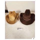 (1) YA WESTERN COWBOY HAT- SIZE 7-1/4" TO 7-3/8" 55% COTTON, 45% RAYON- TAN (1) WESTERN COWBOY HAT- SIZE 7 TO 7-1/8"- BROWN_x000d_
_x000d_
HALL CLOSET
