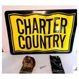 CHARTER COUNTRY TIN SIGN - CHARTER COUNTRY CAP - POW BANDANA