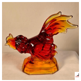 VINTAGE MCM 11 AMBERINA GLASS ROOSTER