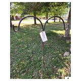 (2) DOUBLE ROD IRON SHEPHARD HOOKS- (2) DECORATIVE LAWN ORNAMENTS