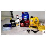 AUTOMOTIVE SUPPLIES- (5)Q OF OIL-(1) GALLON OF OIL- ANTIFREEZE COOLANT- PLUSH WASHING MITTS- SHOP TOWELS- 2 SMALL FUNNELS