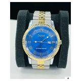 STAUER BIENNE COBALT  BLUE DIAL TWO TONE STAINLESS STEEL MEN