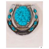 VINTAGE TURQUOISE HORSEHOE BELT BUCKLE