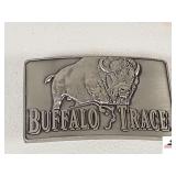 BUFFALO TRACE BELT BUCKLE- RAISED 3D BISON- BOLDLY EMBOSSED- PEWTER OR BRUSHED SILVER METAL-