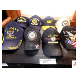 COLLECTION OF BALL CAPS-(6) US NAVY VETERAN CAPS- US RAGAER CAP- BLM CAP- VFW POST 1889 CAP- MISC VETERAN CAPS- MISC MILITARY CAPS- 13 TOTAL