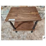 END TABLE STAND 24" X 18" WITH LOWER SHELF AND TURNED LEGS (trailer)