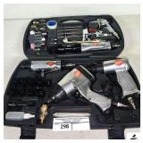 DEVIL BISS AIR TIRE CO. IMPACT SET- W/ AT10 IMPACT WRENCH- AT30 HAMMER/CHISSEL- AT150 DIE GRINDER- AT20 -3/18 RACHET- POWER NOZZLES- CHISSELS- GRINDERS- SOCKETS- GRINDING STONE