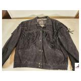FLUID INTERNATIONAL LEATHER JACKET - XL - FRINGE FRONT & BACK  - (CLOSET)
