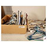 BOX OF SEVERAL PLASTIC COAT HANGERS  (SHED)