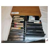 DOUBLE DRAWER VHS STORAGE- TAPES INCLUDED CONTENTS AND CONDITION OF VIDEO TAPES IS UNKNOWN  GARAGE