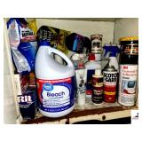 HOUSEHOLD CLEANING SUPPLIES & MISC. - BLEACH - SCOTCH GARD - CAST IRON CLEANER - RIT DYE -  FUGUISE - BRASSO - LIGHTER FLUID - CANDLES -LIQUID SOAD -  STEEL WOOD - MOTH BALLS - GENERAL TRIM AHESIVE - 
