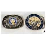 (2) "BENEVOLNET PROTECTIVE ORDER OF THE ELKS" VINTAGE BELT BUCKLE - RAISED ELK HEAD