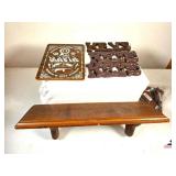 DISPLAY WALL SHELF (HAS SMALL RUB ON FRONT) - INTERNATION ORDER OF THE MAFIA SIGN - (3) KEYS HOLDERS - SHELF BRACKETS
