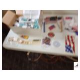 (4) SOLAR LIGHTS- BLUE CRACKLED GLASS- NIB- MOUSE TRAPS- FLAGS, NRA EMBLEMS- VETERAN EMBLEMS-