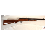 "BENJAMIN FRANKLIN" AIR PUMP RIFLE- WOOD STOCK & FOREARM - IN GOOD CONDITION FOR AGE - SHOWS SOME WEAR AND A FEW PECKS - OVERALL BARREL BLUING IS AVERAGE - 4.5MM - STEEL SHOT