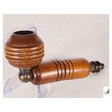 VINTAGE WOOD PIPE W/METAL HARDWARE