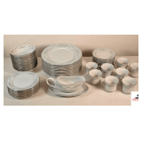 SOMMERSET BY EXCEL CHINA- (11) DINNER PLATES - (9) SALAD PLATES - (14) BOWLS - (8) COFFEE CUPS - (10) SAUCERS - GRAVY BOWL WITH PLATTER - (KITCHEN CABINET)
