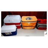 (4) COOLERS- RUBBERMAID ICE CHEST COOLER- TENNESSEE SMOKEY COOLER-RUBBERMAID 3QT ICE CHEST COOLER- FROZEN TOTE BAG COOLER