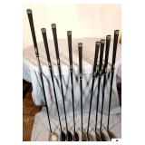SET OF ADAMS GOLF PROLAUNCH BLUE 60R HYBRID IRONS- #4, #5, #6, #7, #8, #9, PITCHING WEDGE, & SAND WEDGE- (2) SPEEDLINE FAST 12 DRIVERS- 10.5 LOFT DEGREE- 10 TOTAL