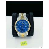 STAUER BIENNE COBALT  BLUE DIAL TWO TONE STAINLESS STEEL MEN