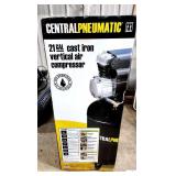 CENTRAL PNEUMATIC CAST IRON VERTICAL AIR COMPRESSOR - 21 GALLON- NEW IN BOX