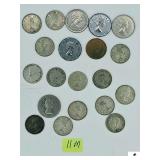 (20) CANADIAN COINS - 1941 & (2) 1942 GEORGIVS DEI GRATIA REX 10 CENT CANADIAN COINS - 1975 ONE CENT CANADIAN COIN - (2) 1953 ELIZABETH II DEI GRATIA REIGINA FIVE CENT COINS -1963 ELIZABETH II DEI GRA
