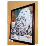 FRAMED OWL PUZZLE & OWL PRINT- CIRCA 2008- WILLIAM VANDERSON APPLEJACK- OWL PRINT SIGNED "E. RAMBO"