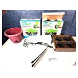 INDOORS PLANT GROW LIGHT - (2) JIFFY HYDRO STARTER KIT FOR SEEDINGS & YOUNG PLANTS & FLOWER POT (SHED)