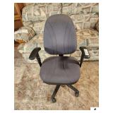ARMED DESK CHAIR- END EDGE IS MISSING- METAL LEGS