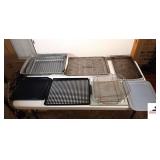 ALUMINUM BAKING SHEETS W/ COOLING RACK - GRIDDLE COOKING TRAY - (2) FRYER BASKETS - LARGE ROASTING PAN - SMALL BAKING PAN WITH DRIP RACK - DRIP TRAY PAN - 13 TOTAL PIECES