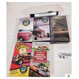 (6) VHS TAPES- CRUISIN THE COAST, OFFICIAL 2002, 2003, & 2004 VIDEOS- NASCAR WINSTON CUP RACING GREATEST MOMENTS- VHS STORAGE RACK
