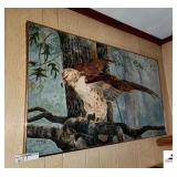 HAND PAINTED HAWK ON TREE LIMB- PAINTED BY CIANFARANI- CIRCA 1987-