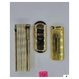 GOLD COLORED BUTANE LIGHTER WITH EMBOSSED ALLIGATOR- WORKS- MARLBORO LIGHTER- BRASS NO. 6- SPARKS