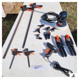 MBP 6" BUFFER POLISHER - FURNITURE & WOOD WORKING CLAMPS - (2) 42" CLAMPS - (12) SMALL CLAMPS - GLUE GUN  - EXTENSION CORD