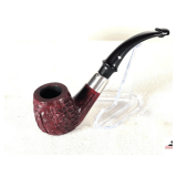 VINTAGE COLLECTIBLE DR. GRABOW OMEGA RUSTIC TOBACCO PIPE - FEATURING TEXTURED BRIARED BOWL - POLISHED NICKLE & BLACK BENT STEM