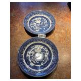 2- Churchhill blue Willow platters